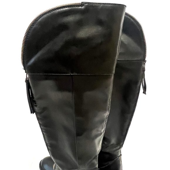 Women's Round Toe Tall Black Boots with Faux leather finish size 8 - Picture 9 of 12